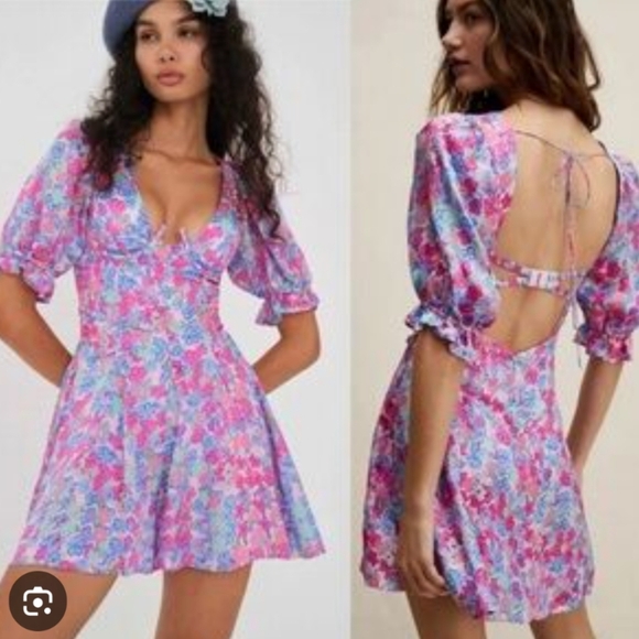 For Love And Lemons Dresses & Skirts - For Love And Lemons Pink and Blue Floral Dress